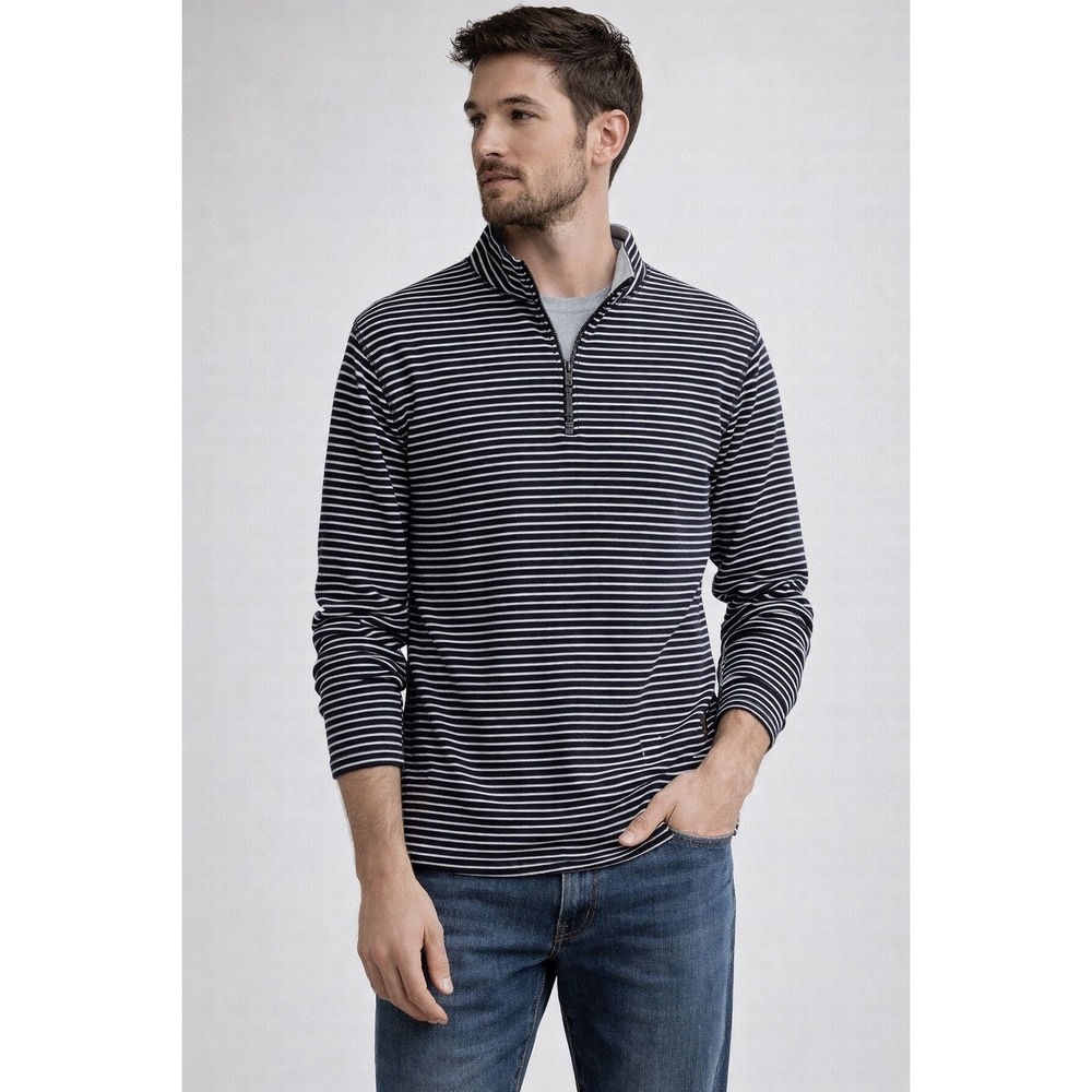 J.Crew‎ Performance Mens Half-Zip Pullover Navy White Striped L NEW